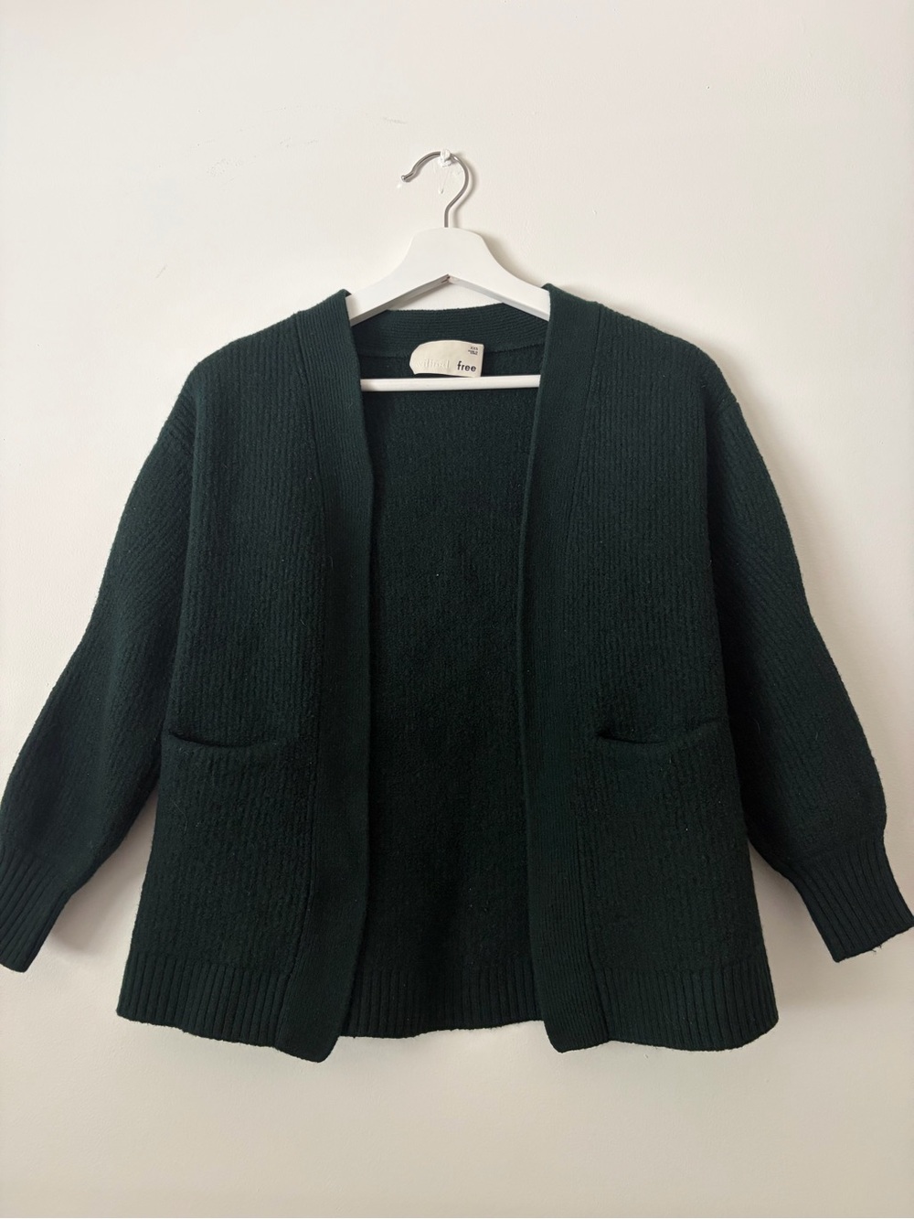 Wilfred Dark Green Open-Front Pocket Cardigan